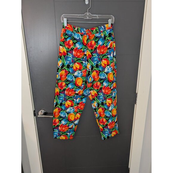 Gap Womens Floral High-Waisted Vibrant Tulip Print 100% Cotton Pants Size 9/10 - Picture 1 of 9